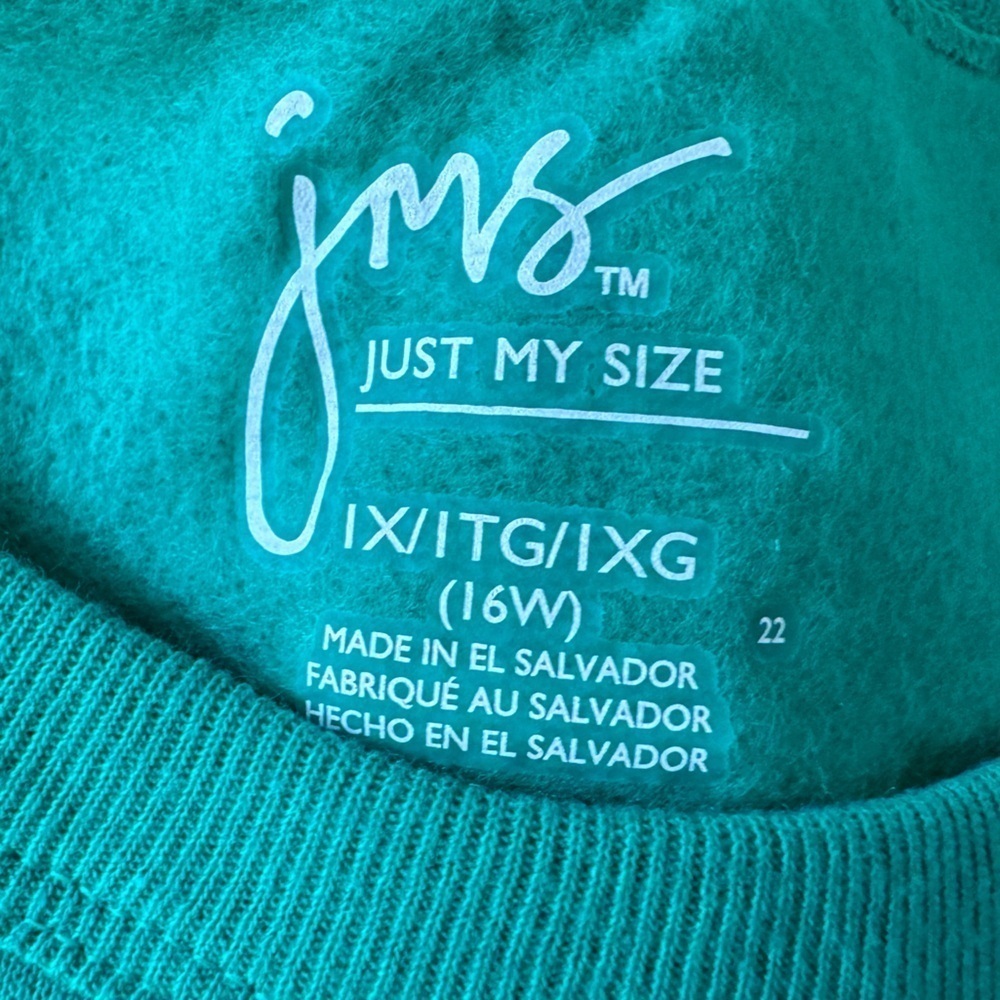 New Hanes EcoSmart Kelly Green Crewneck Sweatshirt 1X Cotton Blend Pullover - Picture 8 of 9